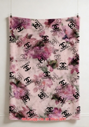 Chanel Pink Floral Flannel Throw Blanket IMG_7084